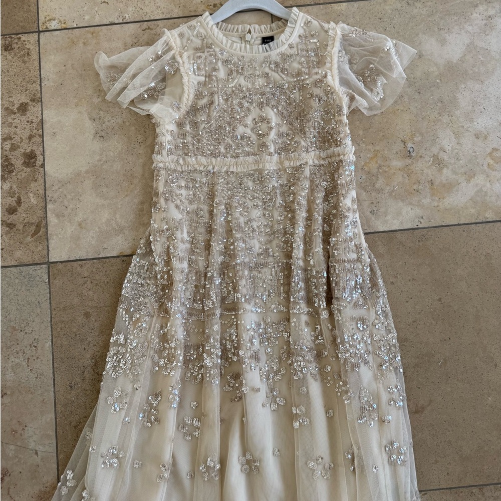 Needle & Thread Cream Sequin Kids Dress